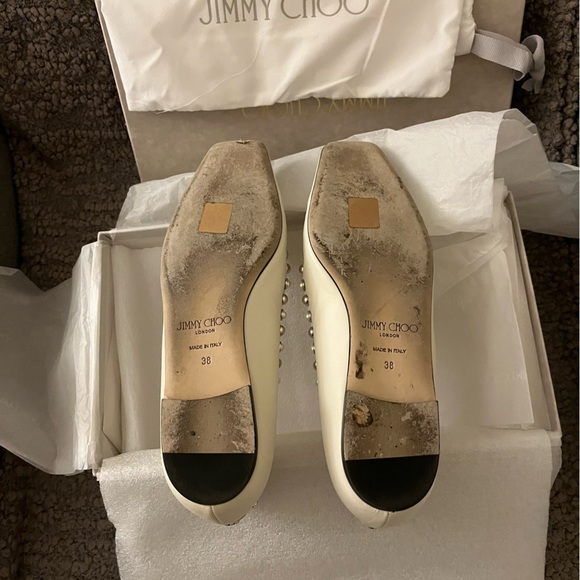 Authentic Jimmy Choo Mirele Flat Shoes Pearls Around 38 (US 8) $670 - Picture 3 of 9